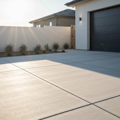 Lifestyle image of a modern concrete driveway