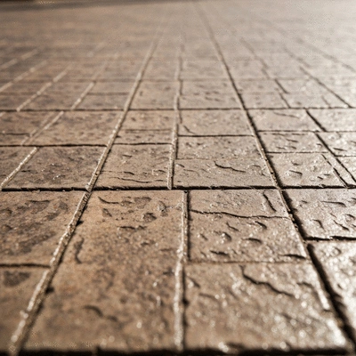 A close-up view of decorative stamped concrete showcasing intricate patterns