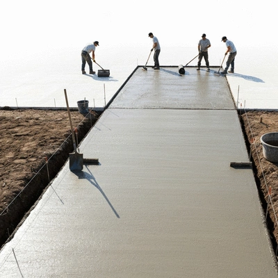 Concrete driveway installation