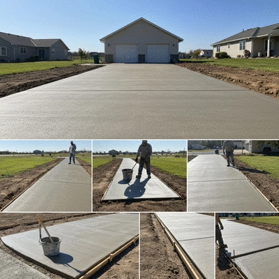 Concrete driveway installation