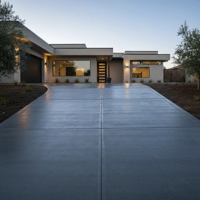 Concrete driveway finished product