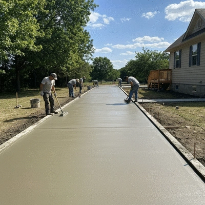 Concrete driveway installation process