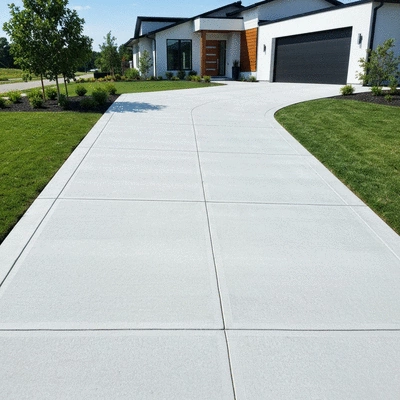 A beautifully installed concrete driveway enhancing curb appeal