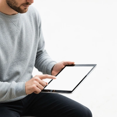 User submitting online form on tablet