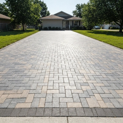 Concrete paver driveway installation